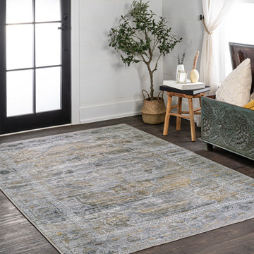 Alanya Ornate Medallion Washable Area Rug